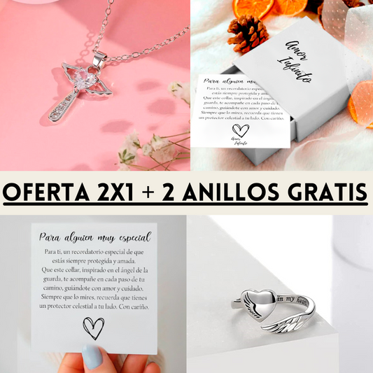 OFERTA 2X1 Collar ''Ángel de la Guarda'' + 2 Anillos GRATIS